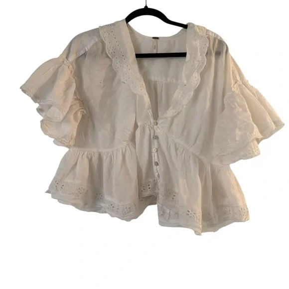 Free People White Eyelet Blouse - Picture 7 of 9